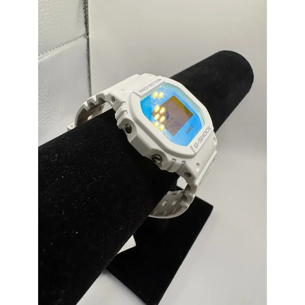 Casio G-Shock Dw5600Tl-7 White Resin Digital Watch Blue Mirror Face Nwt White Casio G-Shock DIGITAL 5600 SERIES DW5600TL-7 – Safa Jewelers main image 3
